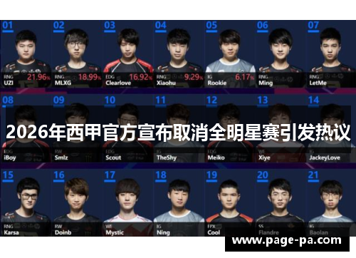 2026年西甲官方宣布取消全明星赛引发热议